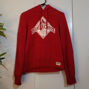 Roots Beaver Canoe Red Sweater Hoodie Size Medium